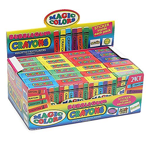 Magic Colors Assorted Fruit Flavored Bubble Gum Crayons Packs 24Piece
