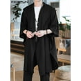thumbnail image 4 of INCERUN Men's Simple Hooded Cape Solid Color Long Sleeve Cardigan Kimonos, 4 of 6