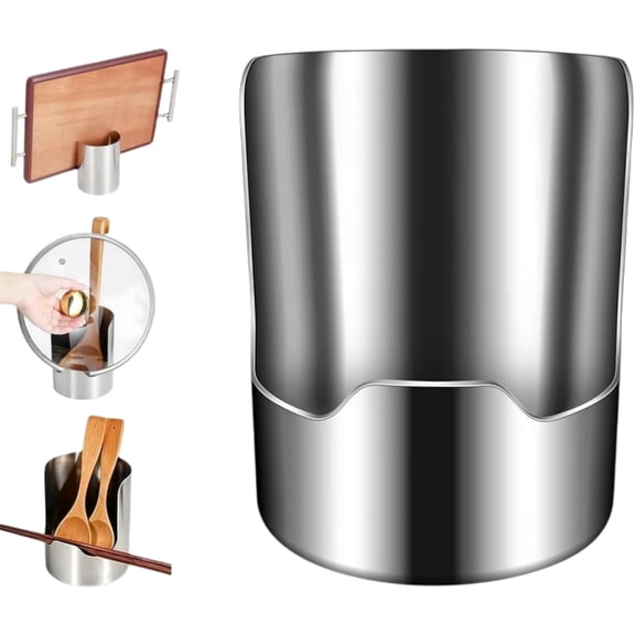 Pot Lid and Ladle Holder, Heavy Duty Stainless Steel Kitchen Utensil Holder with Vertical Storage Rack for Spatulas, Spoons and Cutting Boards