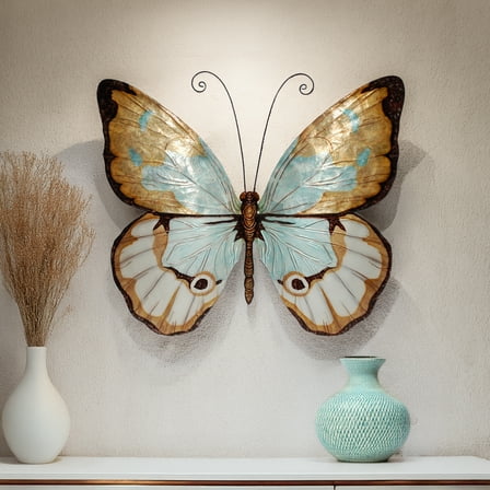 Eangee Butterfly Wall Decor Copper With Aqua Large