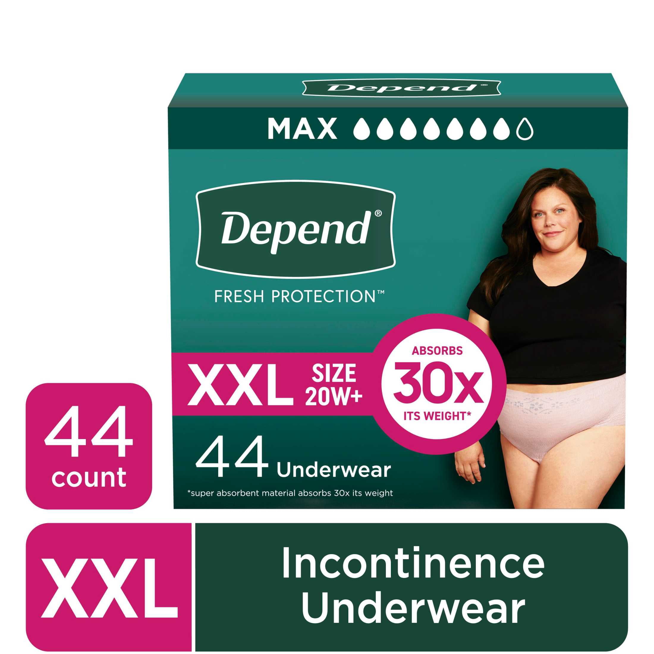 (2 pack) Depend Fresh Protection Incontinence Underwear for Women, Adult Diapers, XXL, 44 Count