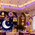 thumbnail image 3 of 8pcs Ramadan Mubarak Decorations, Eid Mubarak Hanging Swirl Shining Gold Star Moon Lantern Ceiling Decor, 3 of 8
