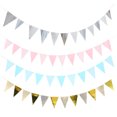 thumbnail image 1 of 4pcs Wave Pattern Pennant Bronzing Birthday Party Paper Decoration Hanging Flag, 1 of 8