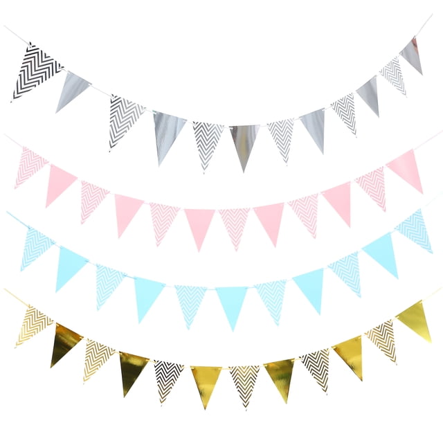 Shisuyan Drapeau Suspendu Décorations de Fête Dorées 4 Pcs 6.96x5.07x0.04 Po