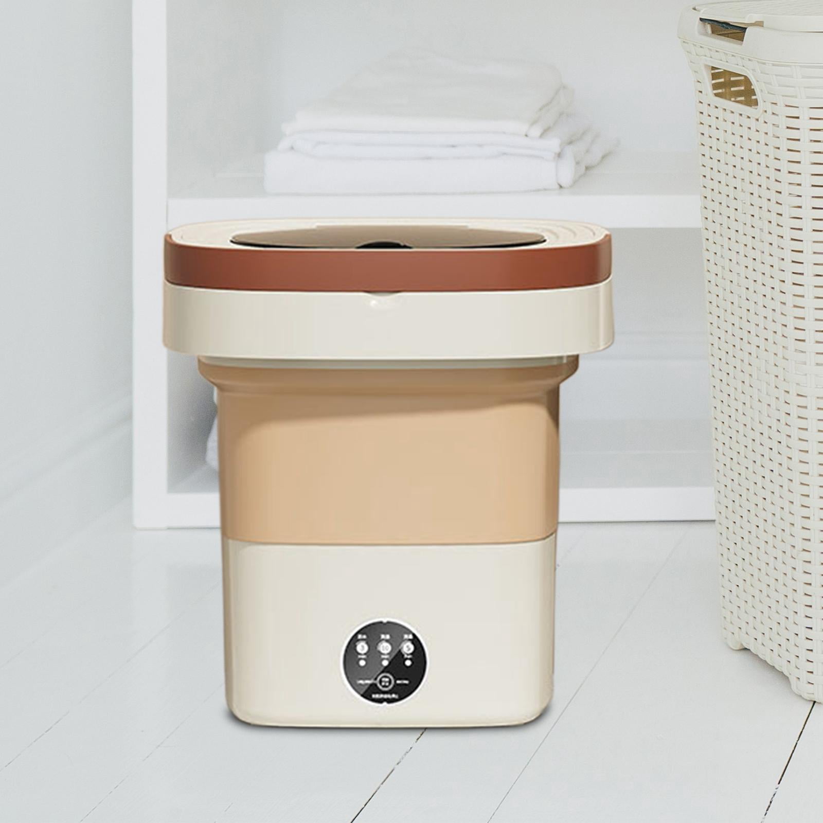 Foldable Mini Washing Machine Folding Washing Machine, Mini Portable Clothes Washer, 8L Powerful Compact Small Washer for Home, RV, Baby Clothes Beige