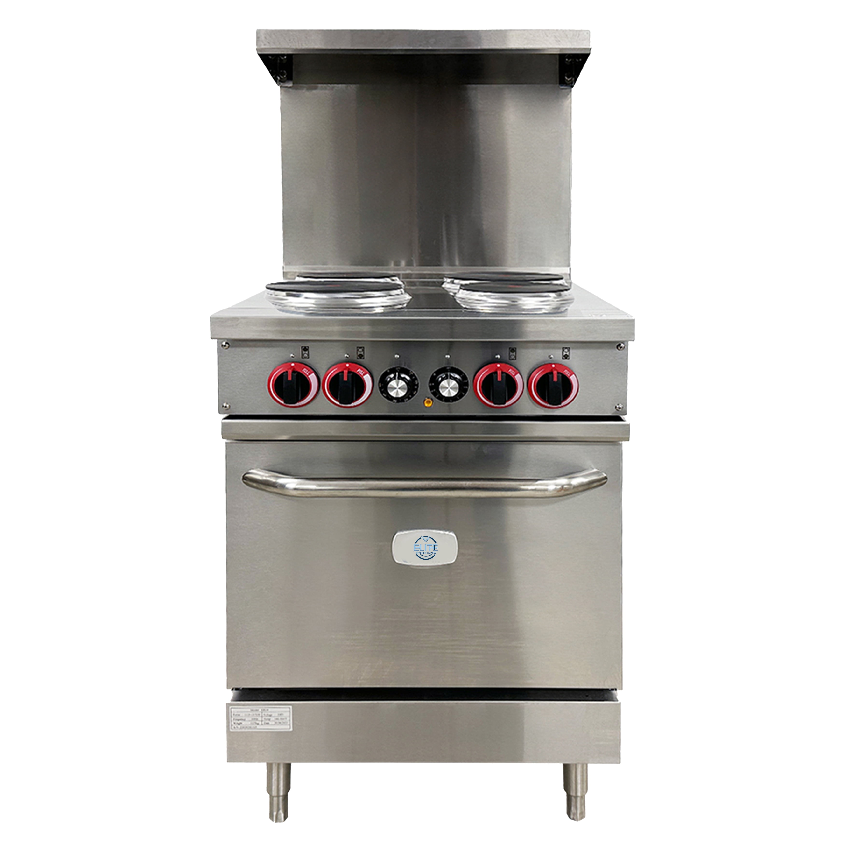 24in. 4 Burner Electric Range Standard Oven Sealed Element 208V/60Hz, Heavy Duty Electric Hot Plate Oven, NSF