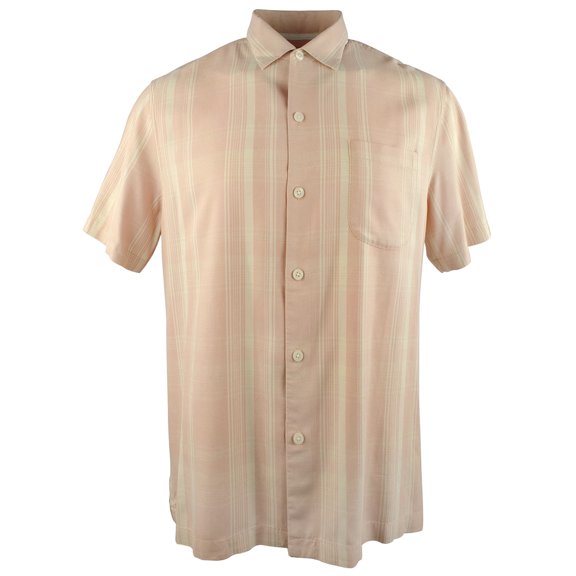 Plaidopuerto Silk Camp Short Sleeve Shirt (Small, White Peach)