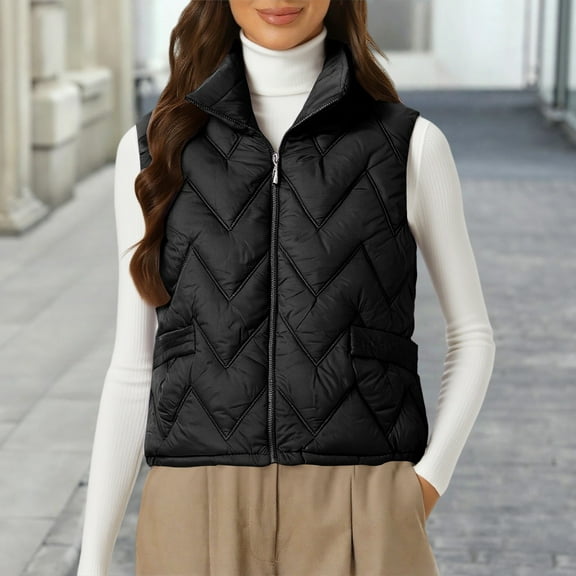 Women's Lightweight Down Vest, Sleeveless Quilted Puffer Jacket with Cotton Blend Shell, Warm Winter Insulated Vest, Slim Fit Casual Sleeveless Coat for Women, Cold Weather Thermal Vest Black XXXL