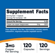 Nutricost Copper Glycinate Capsules (120 Capsules, 3MG Copper per Serving) - Non GMO, Vegan