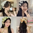 thumbnail image 4 of Girls Fashion Knitted Handmade Crochet Spring Summer French Pastoral Style Headscarf Hat Triangle Headband Headband Towel E, 4 of 8