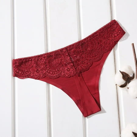 

Beppter New Hot Panties For Women Lace Through Hollow Out Cotton Low Waist Lace Thong