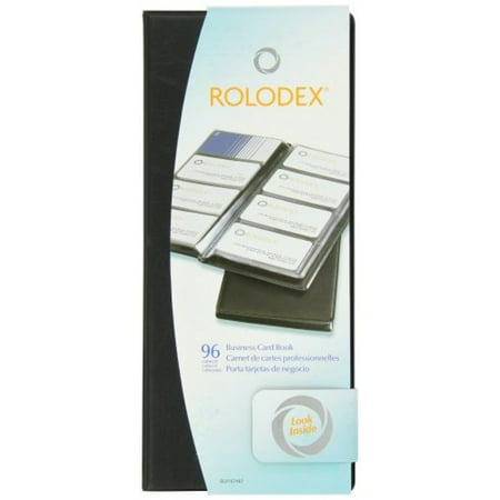 Rolodex Vinyl Business Card Book with A-Z Tabs, Holds 96 Cards of 2.25 x 4 Inches, Black (Best Rolodex For Business Cards)