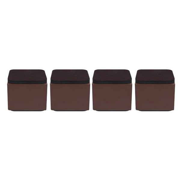 4 piezas de elevadores de muebles de cama, mesas, sofás, protectores de pies antideslizantes debajo Marrón 60x52mm