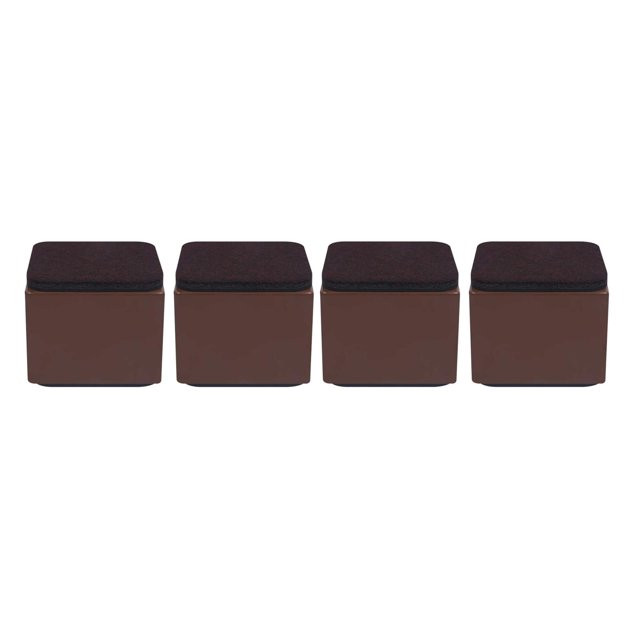 Juego de 4 elevadores de cama, elevadores de muebles, protectores de patas de sofá, soporte antideslizante Marrón 60x52mm