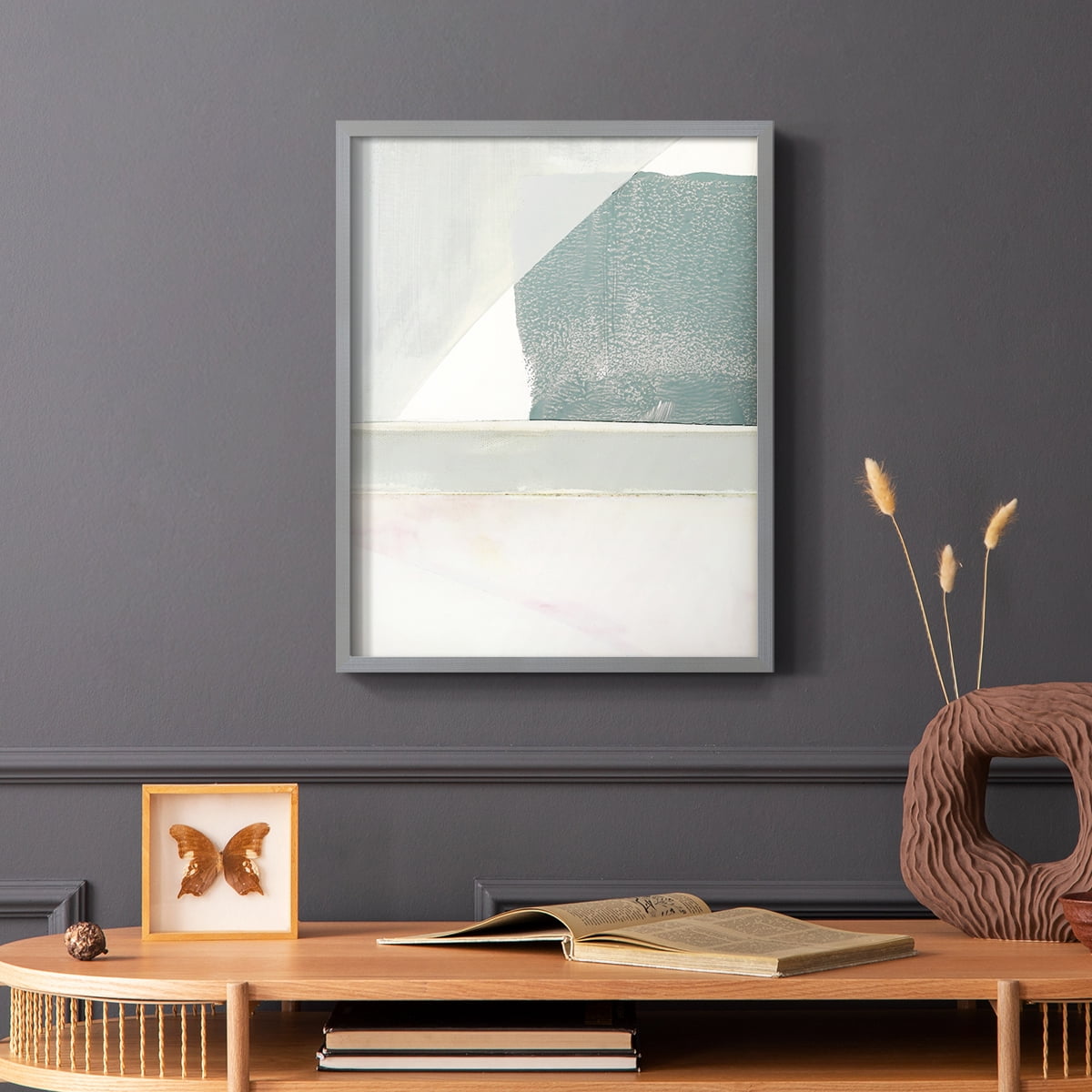 Couturier II Framed Print in Gray Solid Wood Framed Print No Nail Hanging