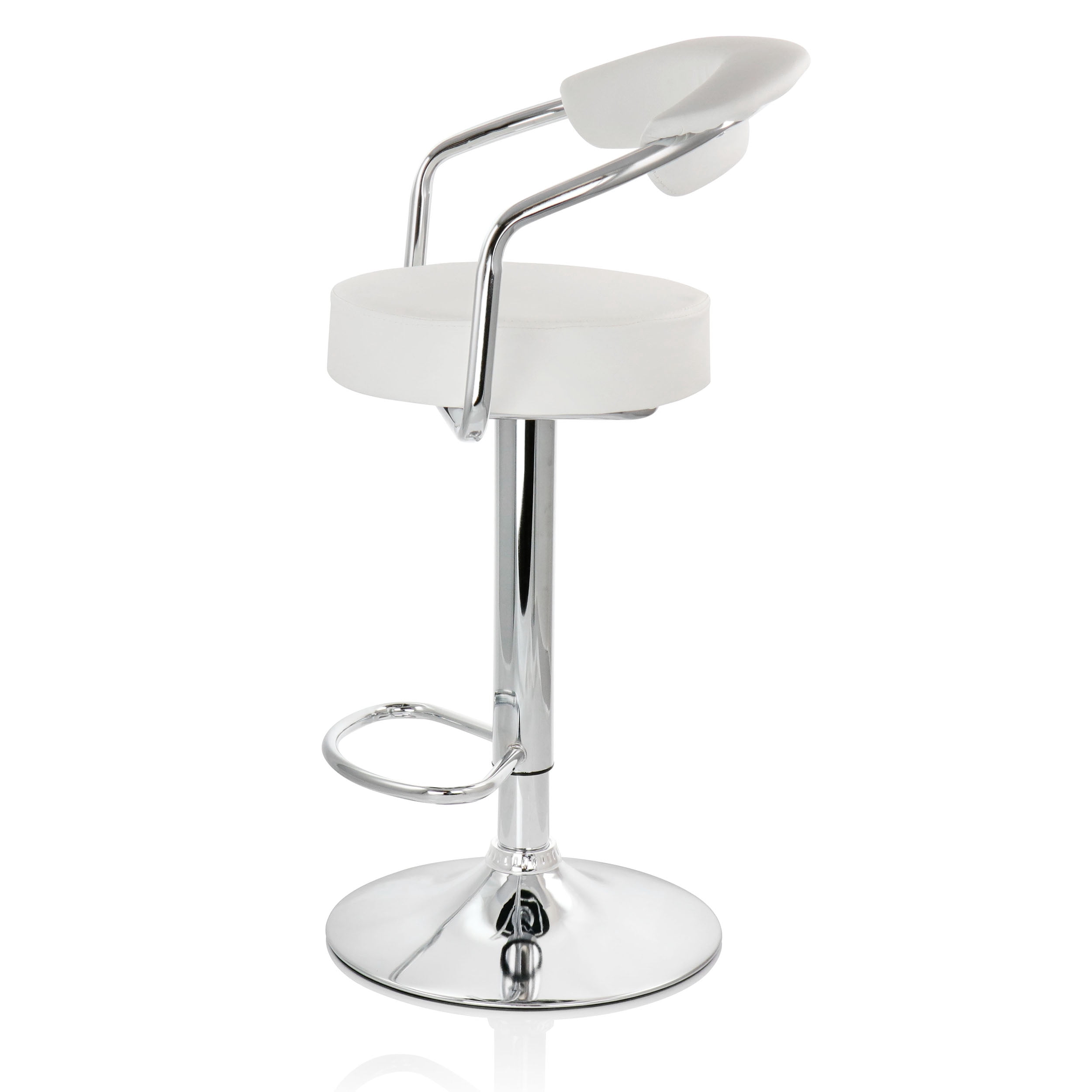 Elama Bar Stool with Adjustable Height & Swivel, White, Set of 2