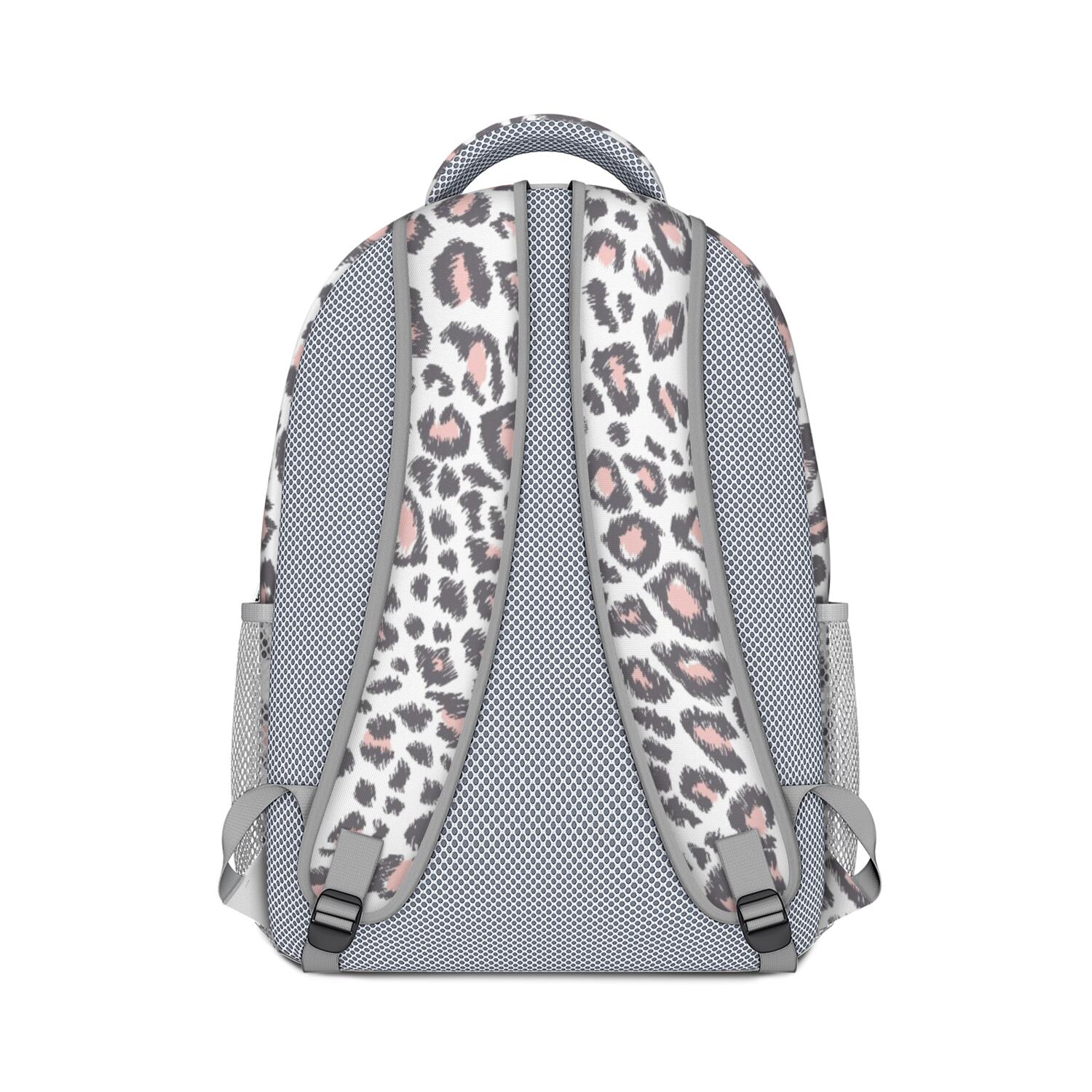 Leopard Print Backpack for School,Cute School Bag,Schoolbag with Adjustable Shoulder Straps & Padded Back,15.3"x11"x6.7"