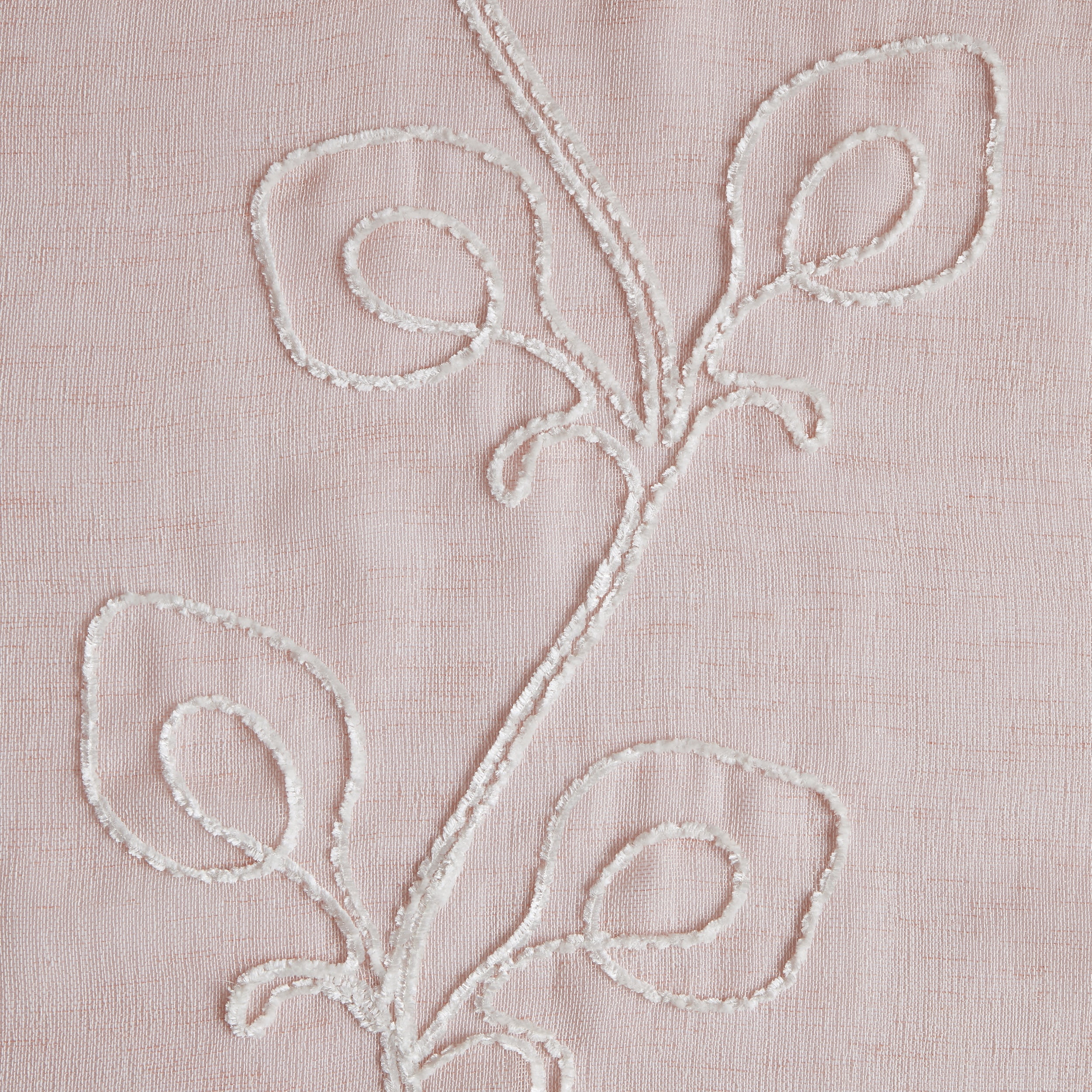 Dainty Home Stella 3D Floral Chenille Embroidered Solid Sheer 76" x 84" Window Curtain Panel Pair in Blush