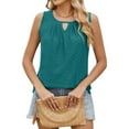 thumbnail image 2 of Women's Solid Color Round Neck Sleeveless Vest with Lace Pleat, Stylish and Versatile, 2 of 8