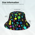 thumbnail image 4 of Vsdgher Geometric 1980s Styled Print Bucket Hat for Men&Women Bucket Hat Reversible Summer Double-Side-Wear Travel Gardening, Beach, Camping, Hiking, Fishing Cap, 4 of 5
