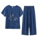 thumbnail image 1 of 2026 2 Pcs/Set Women Top Pants Set O Neck Flower Print Grandma Style Elastic Waist Grandmother Summer Paj, 1 of 5