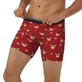 thumbnail image 3 of Cauagu Reindeer Faces Festive Red Print Men's Boxer Briefs, Funny & Cute Underwear Elastic Waistband Briefs Ideal Gift for Men,1-Pack, 3 of 7