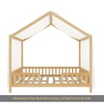 thumbnail image 3 of Montessori Floor Bed with Canopy, Full Bed Frame for Kids, House Shape Toddler Bed Frame with High Railings, Wood Kids Bed with Roof, Kid Full Bed, Natural, 3 of 9