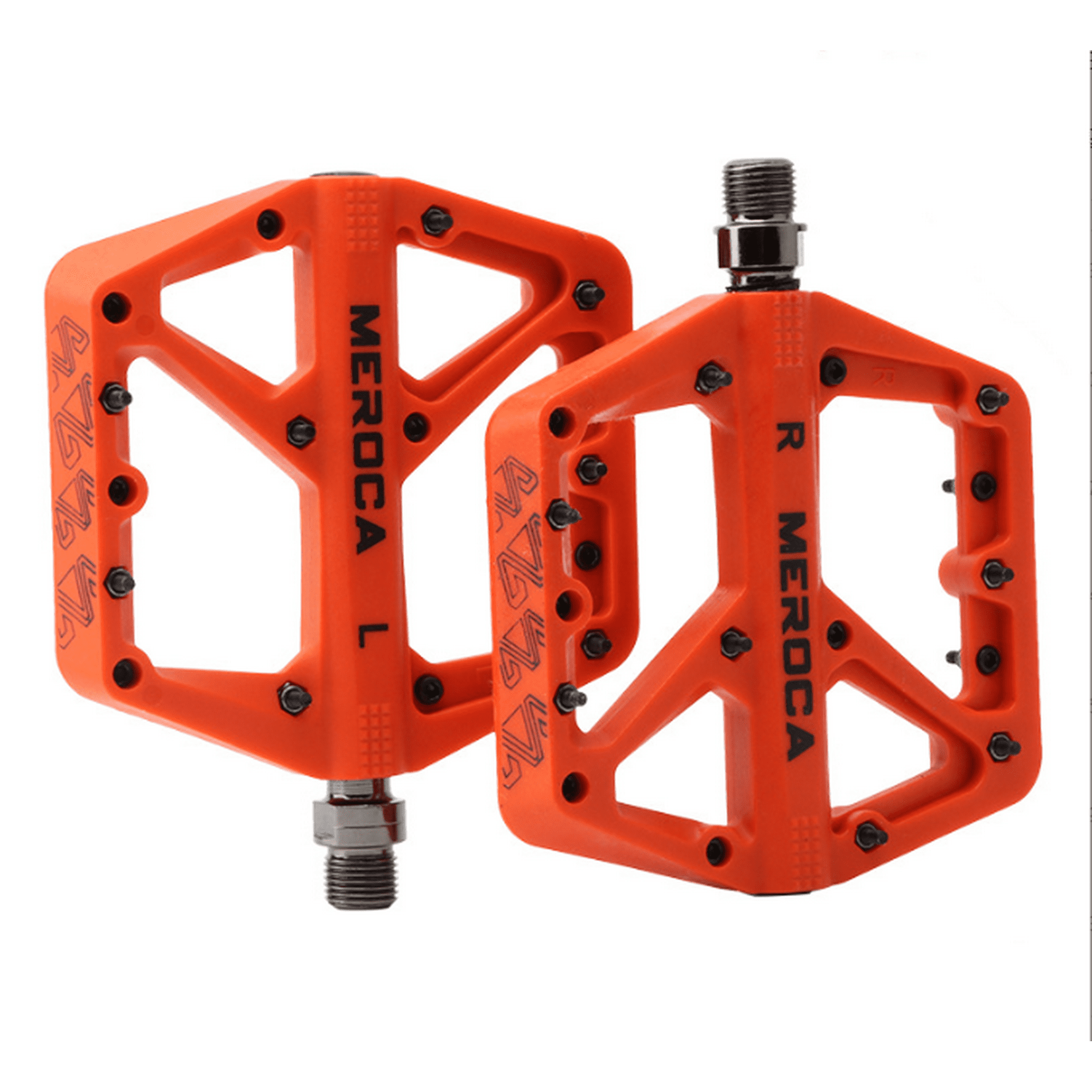 Flat Road Bike Pedals for Mountain Bike Folding Road Bike with 7 Cleats Orange Pair Walmart