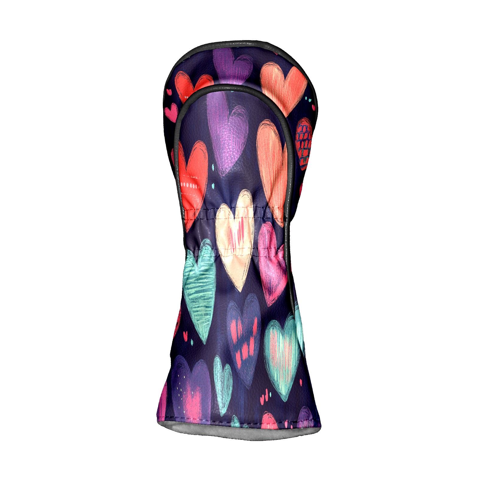 Golf Club Covers PU Leather Waterproof Head Covers for Fairway Woods Hybrids Graffiti Heart Pattern