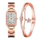 thumbnail image 1 of Relojes de pulsera para mujer, de moda, de cristal dorado, de acero inoxidable, analógico, de cuarzo, para escritorio, 1 of 3