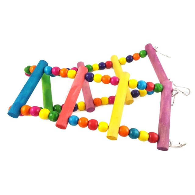 Escalera de madera para pájaros y mascotas, estante columpio para jaula para loros y guacamayos (52cm)