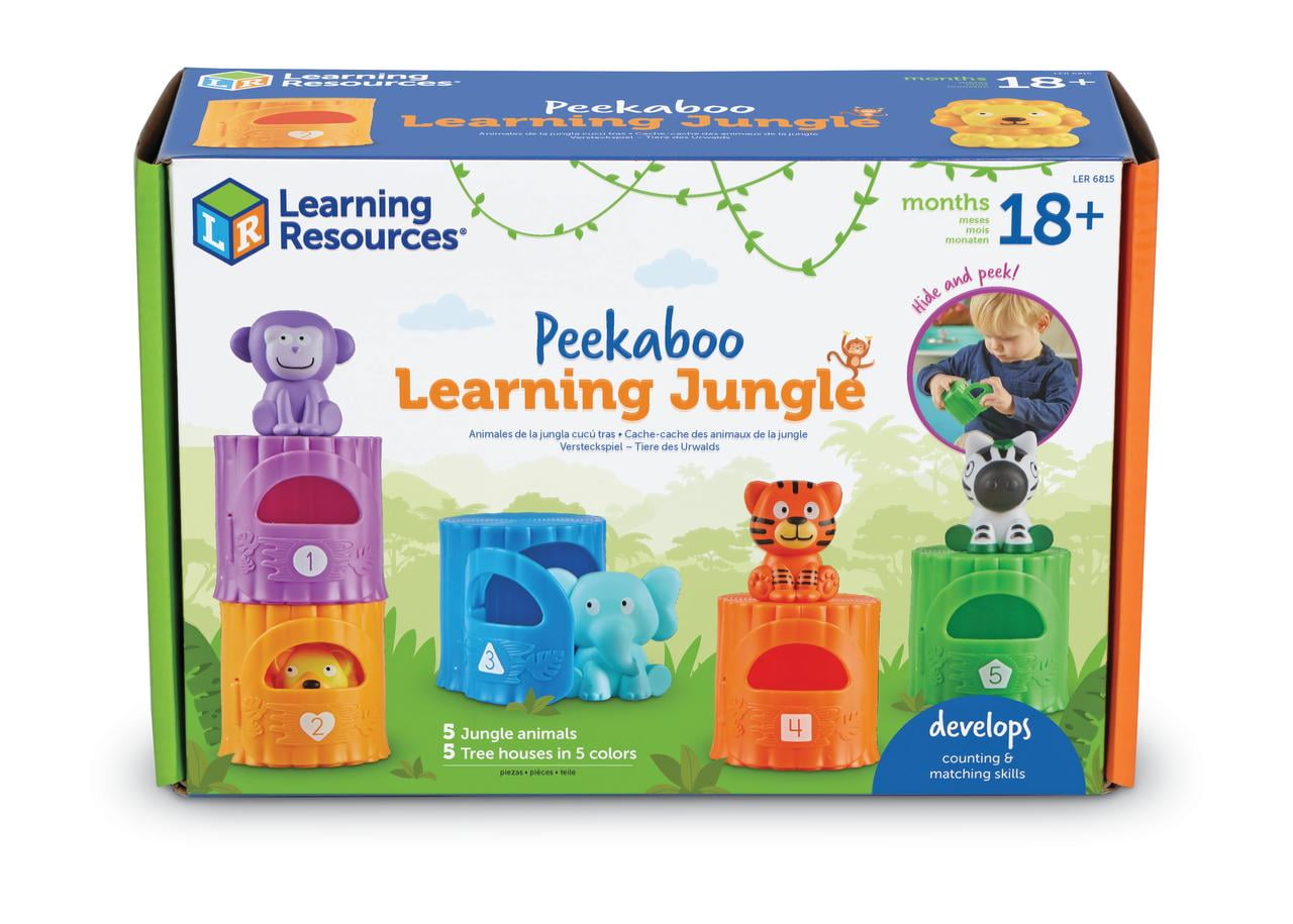 Learning Resources Peekaboo Learning Jungle -10 pieces, Learning Toys for Boys and Girls Ages 18 + Months, Educational Toys for Toddlers