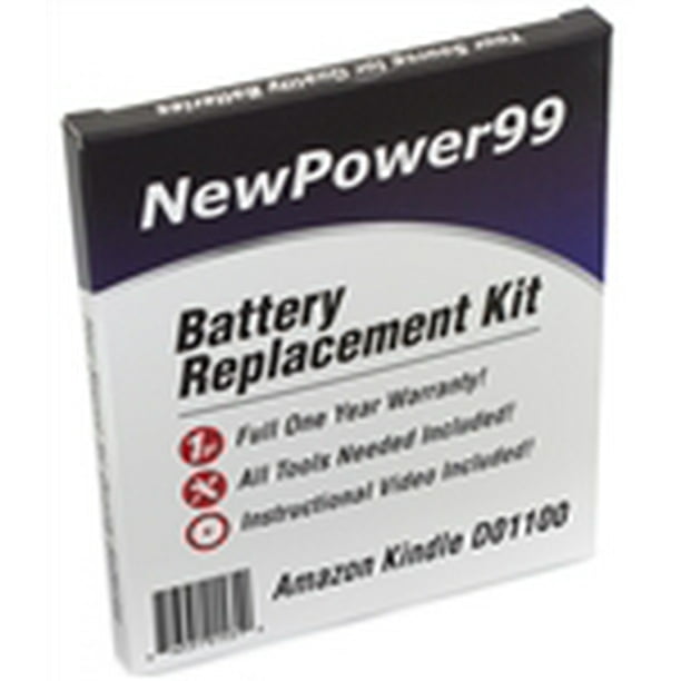 Amazon Kindle D01100 Battery Replacement Kit with Tools, Video