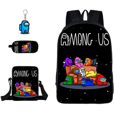 4Pcs Among us Backpack,Kids School Bags with Lunch Box and Pencil 