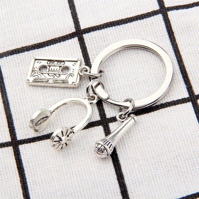 Up to 65% Off Microphone Key Ring, Music Key Ring, Music Microphone Voice Charm Keychain Necklace Rings Earring Jewelry on Clearance