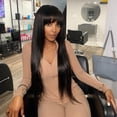 thumbnail image 5 of 3X1 Middle Part Lace Wig Bone Straight Human Hair Wig With Bangs, 5 of 6