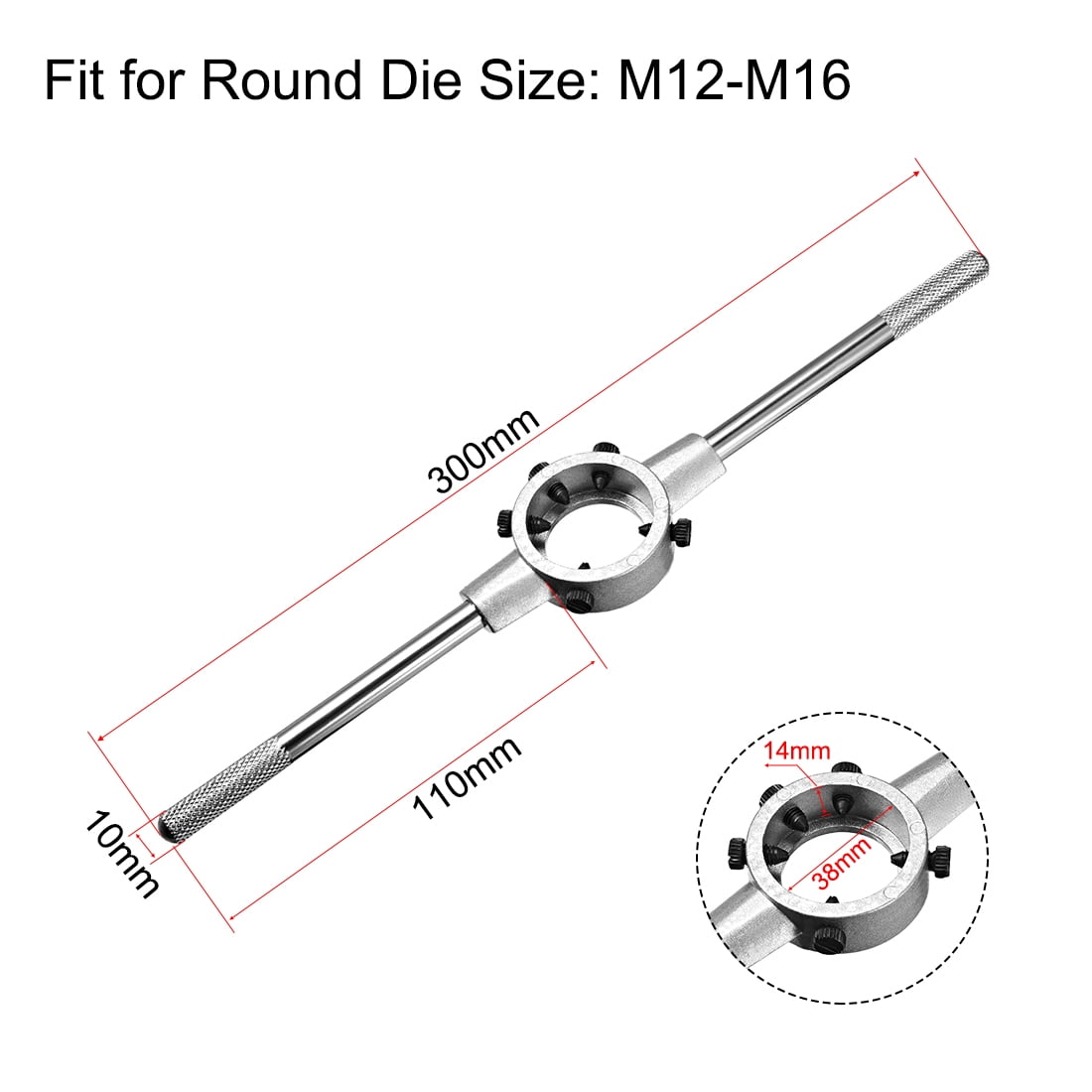Unique Bargains Round Die Stock Handle Wrench Holder for Round Die with Knurled Handle 38*14mm