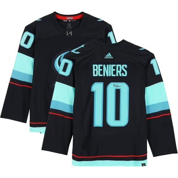 Matty Beniers Seattle Kraken Autographed Navy Adidas Authentic Jersey - No Patch - Fanatics Authentic Certified