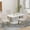White table style 2 and 4 Beige Chairs Golden Leg, variant on 63" Modern White Rectangle Faux Marble Dining Table Room Sets for 4,Dining Table with 4 PU Leather Dining Chairs,White Table and 4 White C-shaped Chairs with Silver Leg