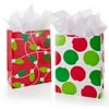 Hallmark 2-Pack Large Holiday Gift Bags, Red, White and Green Dots and Christmas Lights