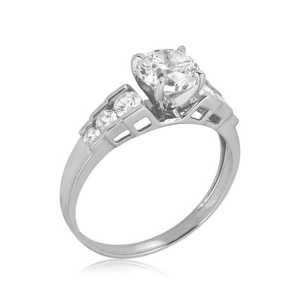 AVORA 10K White Gold 1 Ct Simulated Diamond CZ Engagement Wedding Anniversary Ring  - Size 7