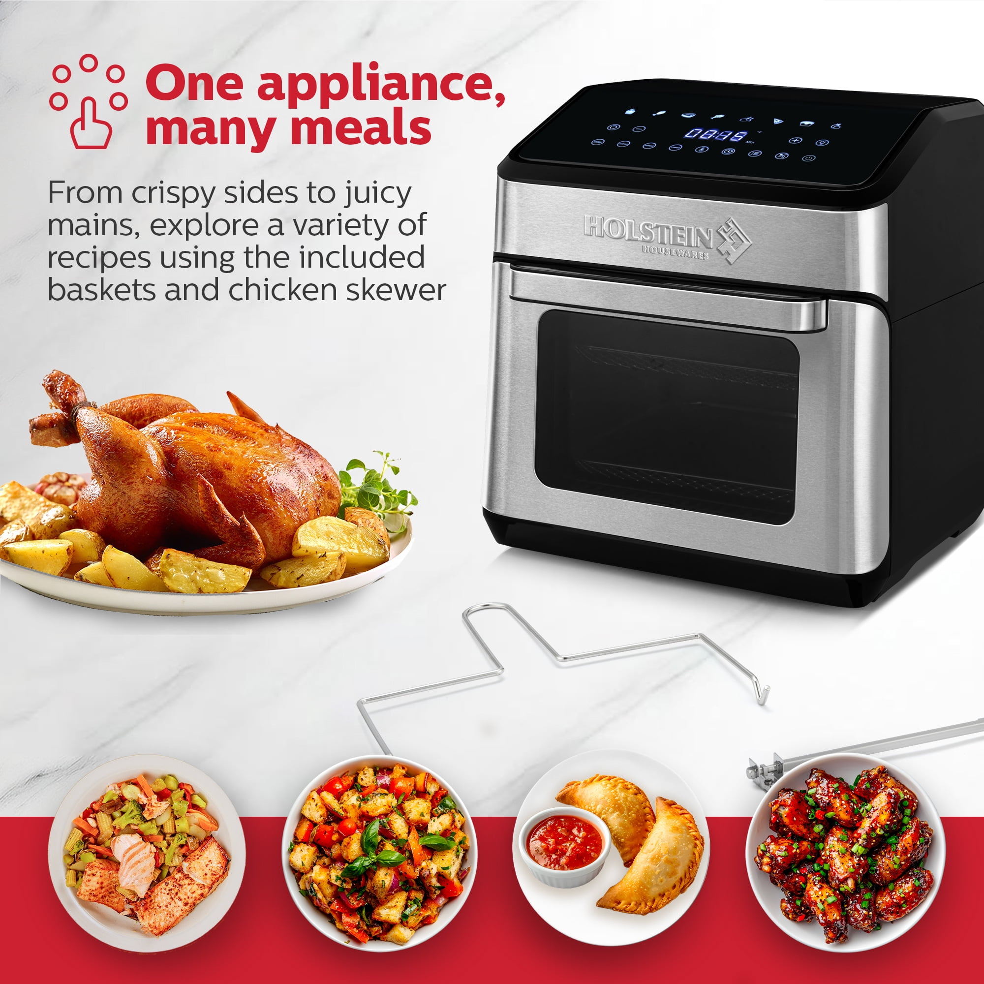 Holstein Housewares 12.7 QT. AIR FRYER OVEN – Family Size, 8 Presets, Adjustable Temperature, Accessories Included, Hot Air Technology for Healthier Cooking