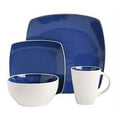 thumbnail image 4 of Gibson Soho Lounge White Square Stoneware Reactive Glaze 16-Piece Dinnerware Set - Blue, 4 of 6