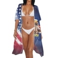 thumbnail image 3 of HELLHERO Polyester Long Kimono Swimsuit Cover Up for Beach Quick Dry Comfort American Eagle, 3 of 6