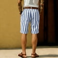 thumbnail image 4 of Fabrcox Striped Men’s Linen Shorts Color Block Mens Shorts Casual Summer Beach Vacation Travel Big and Tall Men's Bermuda Shorts with Pockets Blue L, 4 of 5