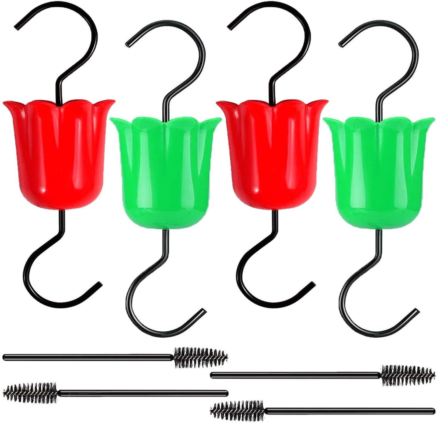 4 Hook + 4 Brush Green Hummingbird Feeder Ant Guard Gets Rid of Ants Fast in Nectar 100% Safe Hummingbird Feeders Accessory Outdoor Tree Hooks 4Pack Hummingbird Feeder Insect Ant Moat