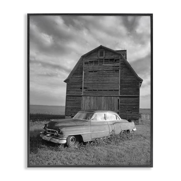 Stupell Industries Rustic Lodge Vintage Car & Barn Black Framed Giclee Art, 11 x 14, by Steve Toole