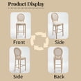 thumbnail image 5 of Noble House French Country 30" Height Bar Stools with Cushion Back and Carved Solid Wood Legs, Beige, Set of 2, 5 of 16