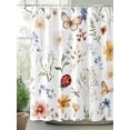 thumbnail image 2 of Shower Curtains Watercolor Flower Butterfly Bath Curtain Plant Leaf Waterproof Bathroom Shower Curtain Set with Hooks Decoration 72 x 84 Inches, 2 of 7