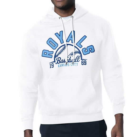 Men's Starter White Kansas City Royals Half Ball Team Graphic Pullover Hoodie